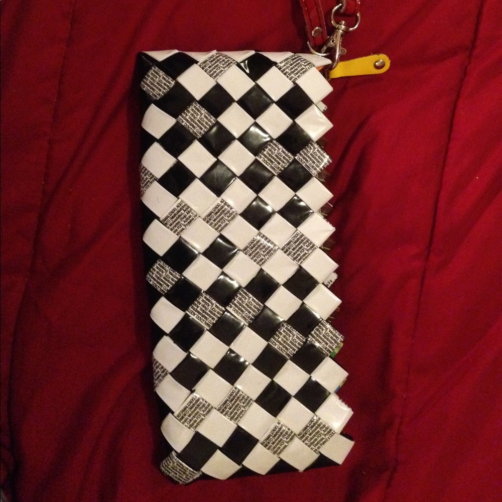 Black and White checkered Nahui Ollin zip Wristlet